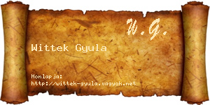 Wittek Gyula névjegykártya